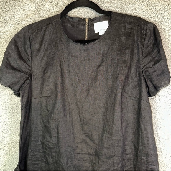 Band Of Outsiders Apron Wrap Mini Raw Hem Black Dress - Picture 6 of 12